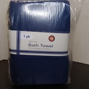 Set of Six Navy Blue Bath Towels (100% Cotton)